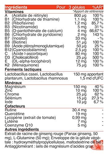 ULTRA Multivitamines | 29 Nutriments Bio-actifs dont Vitamines C & D + Ferments Lactiques | 90 gélules | Pour Vitalité, Immunité et Stress | Fabriqué en France par Actinutrition