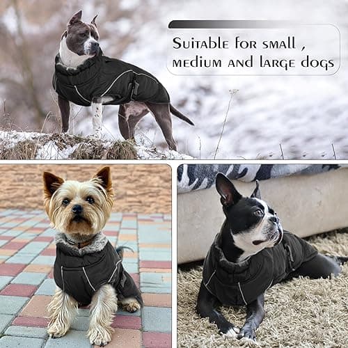 Manteau pour Chien Imperméable, Manteau de Chien Grande Veste Chaude Manteau Chihuahua Gilet Chauffant Chien Vêtement d'hiver Pull à Coupe-Vent pour Chiens(Noir, 2XL)