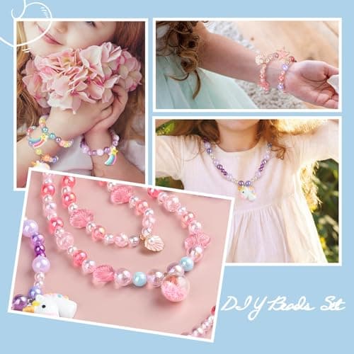 WuikerDuo Perles Pour Enfants,Perles Pour Bracelet Enfant,DIY Bracelets Colliers De Perles Bijoux Faire Des Perles Colorées Pour Les Filles