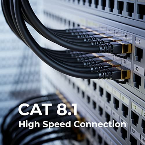 deleyCON 10x 0,25m Câble Patch CAT8.1 Câble Réseau Câble S/FTP PIMF 2000 MHz 40 Gbit RJ45 LAN DSL Câble CAT.8 Ethernet Câble Prise RJ45 - Noir