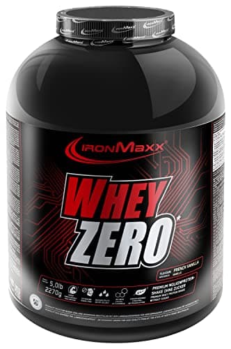 IronMaxx Whey Zero – Isolat de protéine de lactosérum en poudre – Protection et Régénération Musculaire – Sans sucre – Goût Vanille – 1 x boîte de 2,27kg