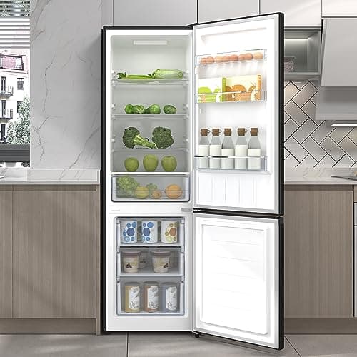 CHIQ Réfrigérateur congélateur bas FBM260L 262L (187+75), Low frost, Acier inoxydable, Portes réversibles, 39 db, 12 ans de garantie sur le compresseur