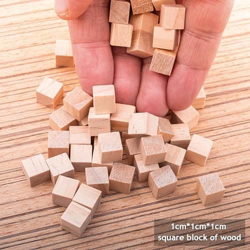 ZHMKYD13 Cube Bois, 500 Pièces 1 * 1 * 1cm Mini Cube En Bois, Cube Bois Bricolage Bloc Carré De Pin Brut Cube Bois Tilleul Cube De Bois Lisse Pour Loisirs Créatifs, Tampons, Puzzle, Jouet, Nombre