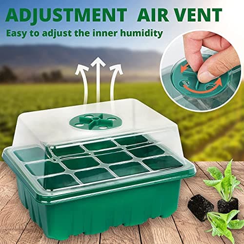 Lot de 8 serres d'intérieur - Bac de culture - Plateau de démarrage - 96 cellules - Mini serre - Plateau de démarrage - Mini propagateur pour semis - Vert