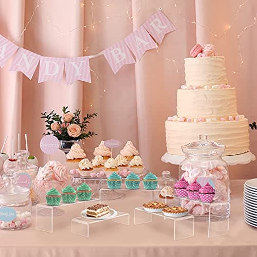 BELLE VOUS Presentoir Parfum en Acrylique - Lot 5x Etagere Parfum Transparent pour Collection Figurine Bijoux - Présentoir Acrylique Transparent en 5 Tailles pour Cupcake et Dessert