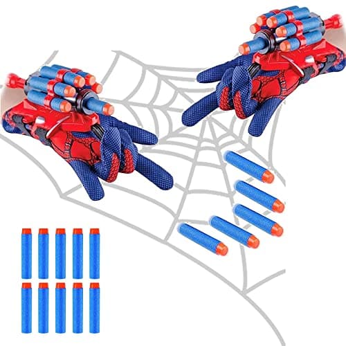 PTBWS Gant de Lanceur Spiderman, 2 Set Gant en Plastique, Jouets de Poignet Lanceur de héros d'araignée, pour Enfants pour la fête de Cosplay (B)