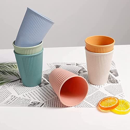 Ninevi Lot de 6 Tverre plastique reutilisable,pour adultes et enfants,Café, lait à thé, barbecues, pique-niques et plage, passe au micro-ondes et au lave-vaisselle (6 couleurs)
