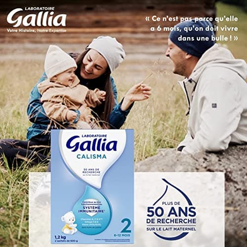 Laboratoire Gallia - Calisma 2ème âge - Lait en Poudre Enrichi en Vitamines A, C & D - Sans Huile de Palme - Bébé de 6 à 12 mois - Lot de 3x1,2kg