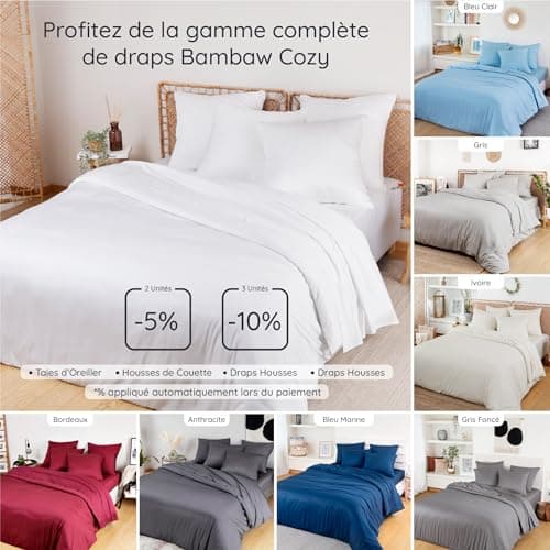 Taies d'oreiller Blanches 50x75 Lot de 2 | Bambou Bio | Taie Anti Acarien | Taie pour Oreiller Doux | Drap Refroidissant | Housse de Coussin Rectangulaire | Taie Oreiller 50 X 75 | Bambaw