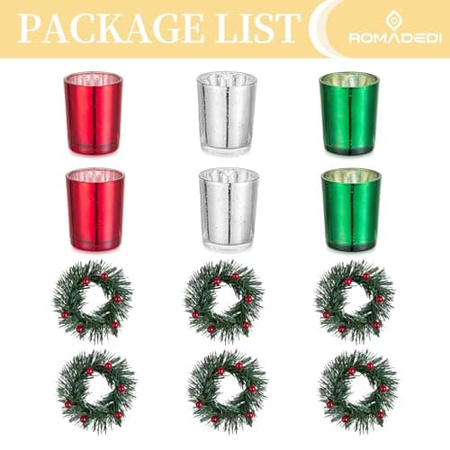 Photophore Verre Bougeoir Decoration Noel: Romadedi 6 Pièces Supports pour Bougies Chauffe-Plat pour Table Interieur Maison Salon Décoration Porte-Bougie pour Cadeau Fenetre Extérieur Noël Deco