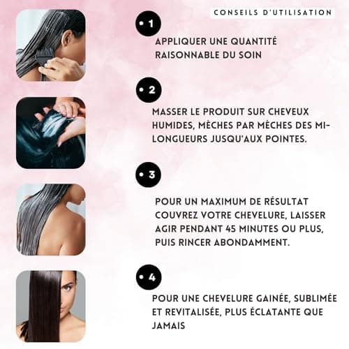M&F Paris - B.TOX Capillaire Professionnel, Masque à la Kératine, Argan, Acide hyaluronique, Sans Sulfates, Parabènes Formol, Masque Hydratant, Réparateur, Lissant, Soin Tous Types de Cheveux, 1000 ml