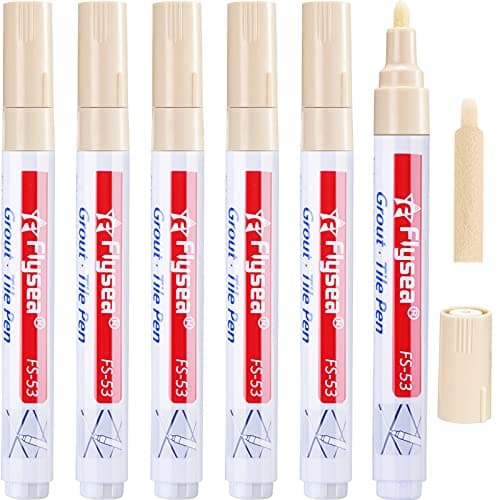 Outus 6 Pièces Stylo de Carrelage Stylo de Restauration de Coulis Mural Marqueur de Réparation Stylo Remplissage de Coulis pour Restauration Coulis de Carrelage Mur Sol Cuisine (Beige)