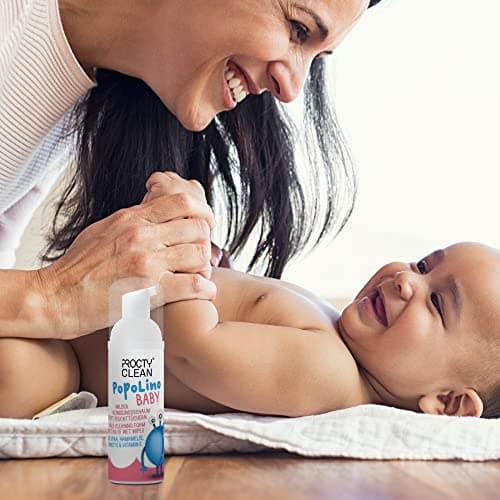 ProctyClean PopoLino Baby Mousse nettoyante douce au lieu de lingettes humides. Rend les fesses et l'environnement heureux avec aloe vera, hamamelis, begamotte et vitamine E
