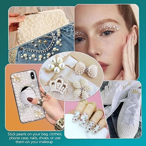SURALIN 850pcs 3/4/5/6/8/10MM Demi Perles Perles Flatback Perles Cabochon pour Artisanat Colliers Bracelets Bijoux Décorations Robe De Mariage Artisanat