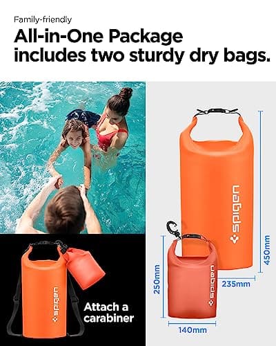 Spigen Aqua Shield Sac à Dos Etanche (Orange Soleil, 20L+2L)