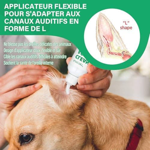 Nettoyant Oreille Chien, Rinçage d'oreille de Chien, Gouttes d'oreille de Chien arrêtent l'inflammation et Les démangeaisons de l'oreille, nettoyant d'oreille d'animal de Compagnie pour Chien et Chat