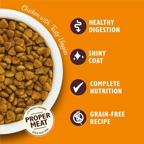 Lily’s Kitchen Fabriqué à partir d’ingrédients naturels Sac d’aliments secs pour chats adultes Sac Poulet aux légumes Recette sans céréales 2 kg