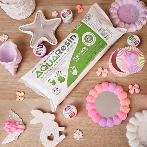 Aqua Resin - Résine minérale en Poudre Blanche 100% Non Toxique et sûre à mélanger avec de l'eau, colorable et idéale à Utiliser dans Les moules (1 kg)