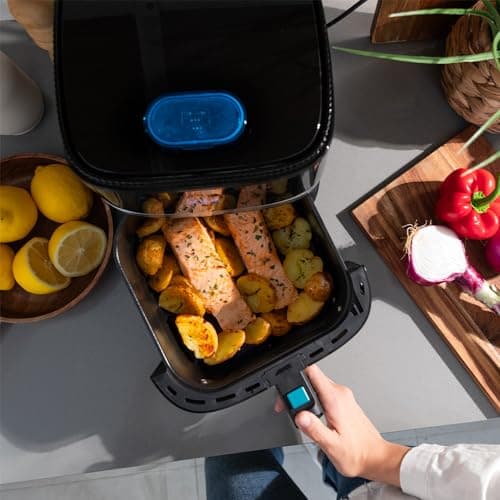 Cecotec Friteuse Sans Huile de 5 L Cecofry Drip 5000 Air Fryer. 1500 W, Spray d'Eau, 8 Menus, Technologie PerfectCook, 80-200oC, Fenêtre, Lumière Intérieure et Panneau Tactile