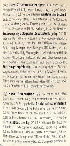Venandi Animal Pâtée Premium pour Chats, Cheval Seule Source De Protéine, Pâtée, sans Céréales Et À L’état Naturel, Lot De 6 (6 x 400 g)