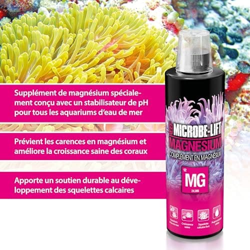 Microbe-Lift Magnésium - 473 ML - Supplément de magnésium très Pur pour Les coraux dans Les Aquariums d'eau de mer, favorise Une Croissance Saine et la stabilité de l'écosystème.