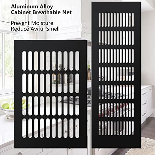Lot de 2 grilles d'aération intérieures en alliage d'aluminium 80 mm x 500 mm Noir