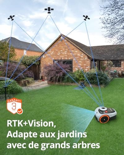 Navimow i105E Robot Tondeuse sans Fil périphérique 500 m2, RTK+Vision Tondeuse Robot Gazon, IA cartographie Automatique, Limite virtuelle, Gestion multizone