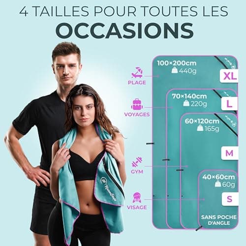 NirvanaShape Serviettes Microfibre | absorbantes, légères, à séchage Rapide | draps de Bain, Serviettes de Voyage, Serviettes de Sport | Idéales pour Les Voyages, Le Sport, Le Yoga, Le Sauna