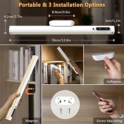 Moslumin Reglette LED Cuisine Rechargeable USB, 4000mAh Lumiere Sans Fil Magnetique avec Telecommande, Lampe Murale pour Interieur, Tableau, Placard, Bureau, Sous Meuble, Miroir Salle de Bain