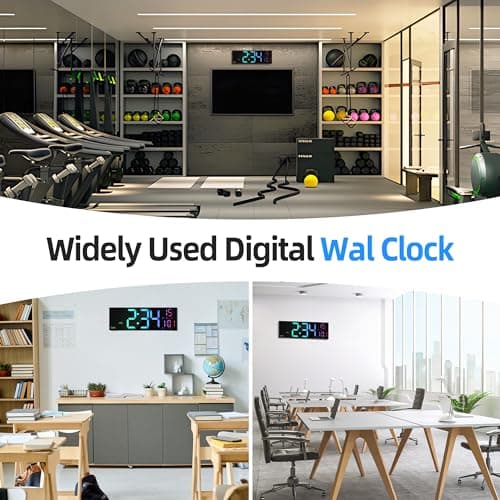 HAITANG Grande Horloge Murale numérique de 16" pour Salon, télécommande, Double Alarme, 8 Couleurs RVB, Grand écran LED, luminosité Automatique, Date, Heure d'été Automatique, température
