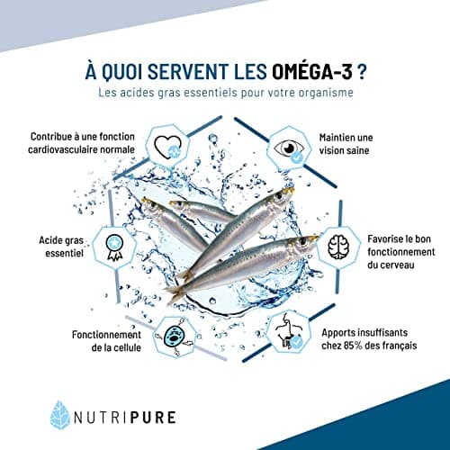 Omega 3 3000mg | Complément Alimentaire Défense | Huile de Poisson labélisée | Haute Concentration en EPA et DHA | Hautement Biodisponible | 90 gélules | Cure de 1 mois | Made in France | Nutripure