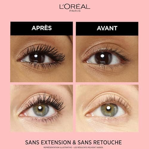 L'Oréal Paris - Mascara Volume Noir Intense - Convient aux Yeux Sensibles - Formule à l'Huile de Ricin - Lash Paradise - Teinte : Noir Intense - 6,4 ml