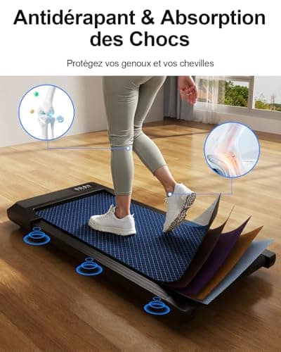 Copant Tapis de Marche, Tapis de Course avec LCD Écarn, 2.5 HP Walking Pad avec APP &Télécommande,Charge Max 159 kg, avec Parcours d'Entraînement et Courses, 1-8km/h pour Domicile ou Bureau