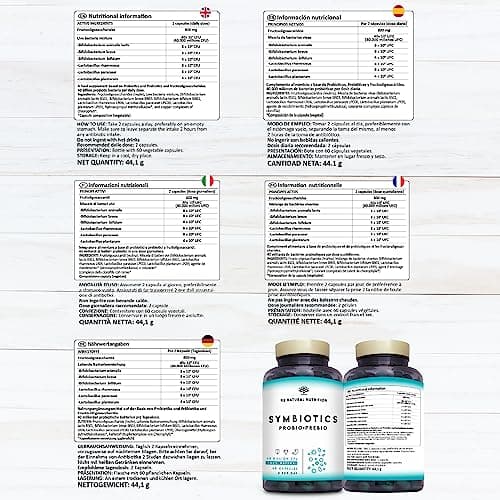 Probiotique Flore Intestinale avec inuline pour une efficacité maximale. Ferments Lactiques. Lactobacillus rhamnosus. 40 Milliards de Bactéries UFC/jour. 6 souches. 60 Capsules. N2 Natural Nutrition