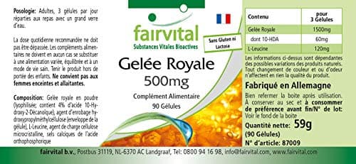 Fairvital | Gelée royale - Extrait hautement dosé - 90 gélules - normalisé à 4% 10 DHA