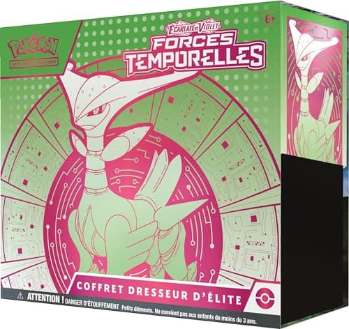 Pokémon JCC Coffret Dresseur d’élite Écarlate et Violet – Forces Temporelles – Vert-de-Fer (1 Carte Promo entièrement illustrée d’Épine-de-Fer, 9 boosters et des Accessoires de Jeu Premium)