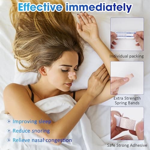 LYCTEIKI 120 Pièces nasal strips bandelette nasales, Dispositifs anti ronflement efficace puissant, ecarteur nasal taille large Patch Anti bandelette nasales pour une Meilleure Respiration