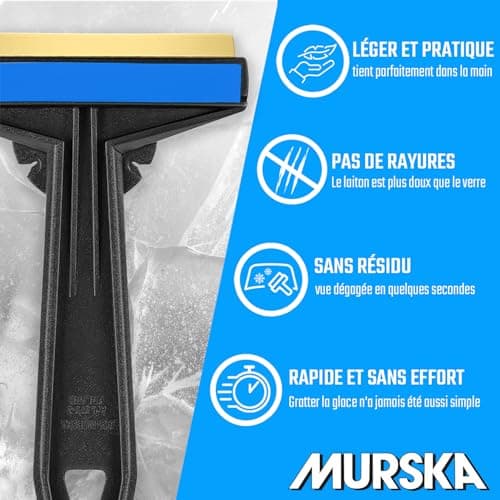 Grattoir pare Brise Voiture - rapide, sans effort et efficace - Murska [ Lot de 2 ] Raclette pare Brise Voiture - lame en laiton - Premium HIPS - Gratte pare Brise Voiture Finlande L&P A054-2