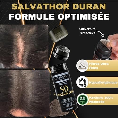 Fibres Capillaires Salvathor Duran 25 gr – Dissimule la Calvitie - Couvre la Perte de Cheveux - Crée du Volume Capillaire pour Hommes et Femmes - Kit Fibre de Cheveux + Pompe + Peigne (Blond)