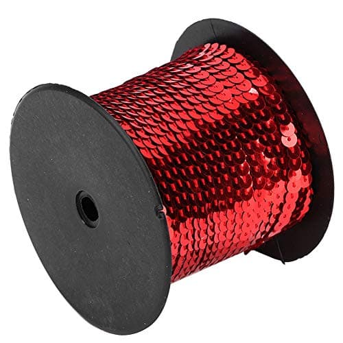 Corde à Paillettes, 100 Yard/Roll 6mm Paillette Paillette Paillettes Rouleau Sequin String Ruban pour Artisanat Embellissements Costume Accessoires(Rouge)