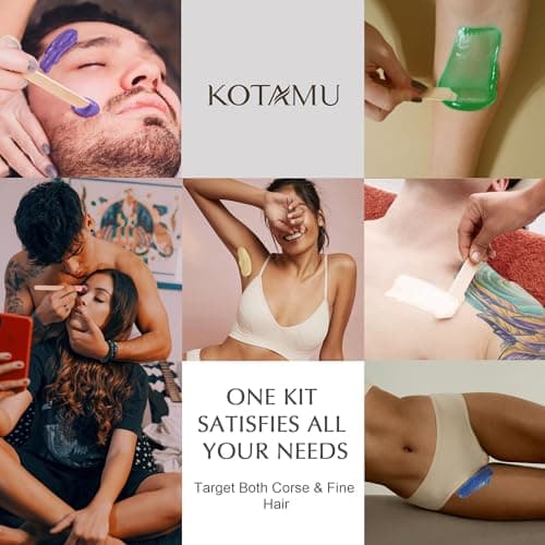 KOTAMU Chauffe Cire Kit de Cire pour Femmes et Hommes, Chauffe Cire Epilation Professionnel pour Poils Épais, Fins et Peau Sensible, Pot à Cire Numérique avec 44 Accessoires pour Maison et Salon
