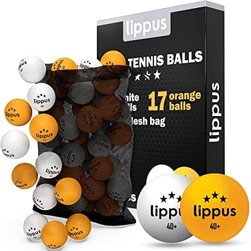 lippus Balles de Tennis de Table 3 Star [35 pièces] Set - 18 Balles de Tennis de Table Blanches et 17 Orange + Sac DE Stockage - Caractéristiques de Jeu idéales