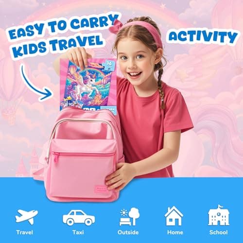 Puzzle MagnéTique Licorne pour Enfants,36 Puzzles De Voyage pour Les Enfants De 3 à 8 Ans,Puzzle De Fille pour AméLiorer L'Intelligence,Puzzle pour Tout - Petits,ActivitéS Avion pour Enfants
