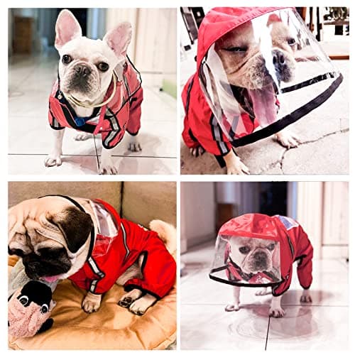 PETCUTE Imperméable pour Chien avec Capuchon,Coupe-Vent et Imperméable 100% Veste pour Chien avec Bandes Réfléchissantes,Trou pour Harnais,Ultraléger Respirant Vêtement pour Petit Moyen Gros Chiens