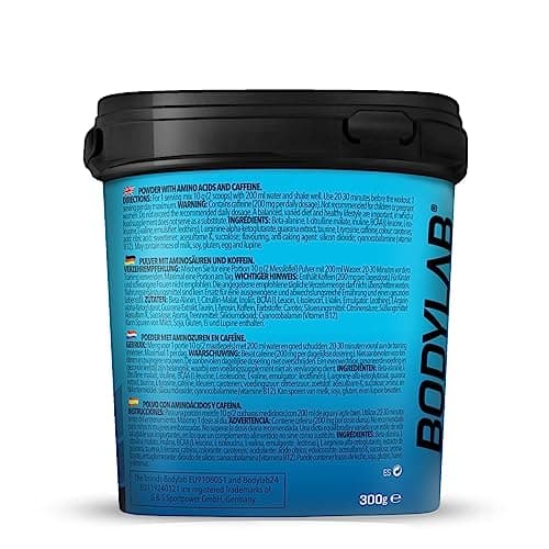 Bodylab24 Pre-Workout Booster Orange 300g, Boisson énergétique pré-entraînement, 136mg de caféine, taurine & extrait de guarana, acides aminés essentiels BCAA et bêta-alanine, arginine, citrulline