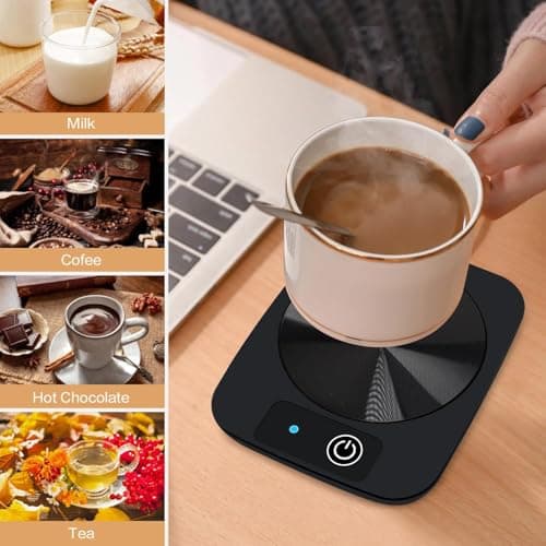 Azyh Chauffe-Tasse pour Café, 45°C Tasse Intelligente, Chauffe-Bougie Intelligent, Chauffe-Café électrique avec Panneau en Aluminium pour Bureau, Chauffe Tasse USB pour Chauffer Le café Lait thé Cacao