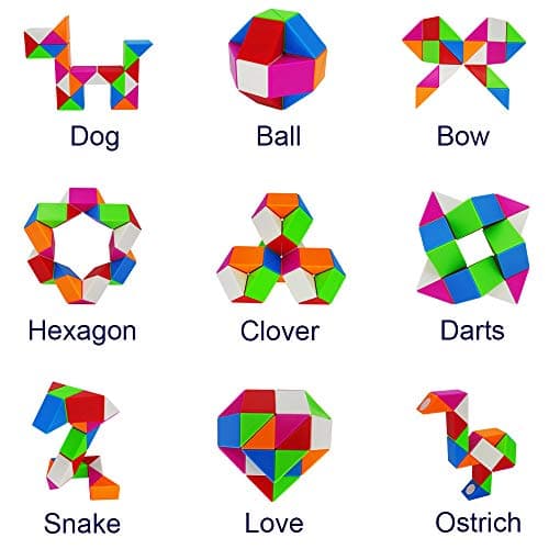EACHHAHA Serpent Magique 24 Blocs Puzzle de Serpent-Magic Snake Cube-Cube de Serpent Magique-Faveurs de Fête d'anniversaire pour Enfants(Multicolor*1)