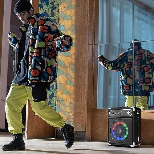 JYX Machine de Karaoké, bluetooth speaker pour adultes avec 2 microphones sans fil, Système de Karaoké portable pour soirée à la maison/au camping