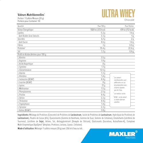 Maxler Ultra Whey Protein - Proteine Whey - Proteines musculation - Whey Isolate - Whey Protein Chocolat - 900g de proteine whey