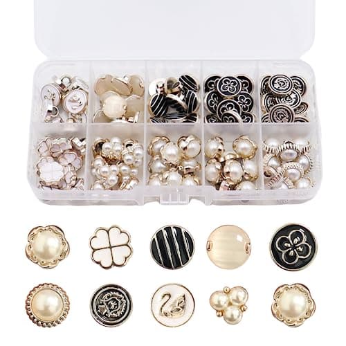 100 Pièces Boutons de Perles de Diamant Faux Boutons de Perle Boutons à Coudre Bouton de Vêtements Boutons de Bijoux Vintage pour Vêtements Costumes Manteaux Chandails-2